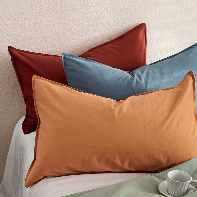 加厚秋冬磨毛枕套一对装素色全棉纯棉枕头套纯色整套枕头袋48*74