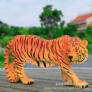 玻璃钢老虎雕塑 公园动物园装饰大型景观摆件