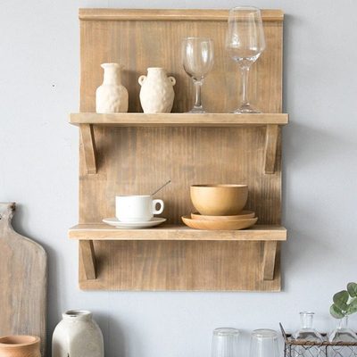 阿楹 实木法式复古展示墙面装饰 简约遮丑餐厅餐桌厨房置物架壁挂