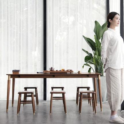 茶桌椅组合实木简约现代茶台家用茶艺桌会议桌整板茶几泡台功夫