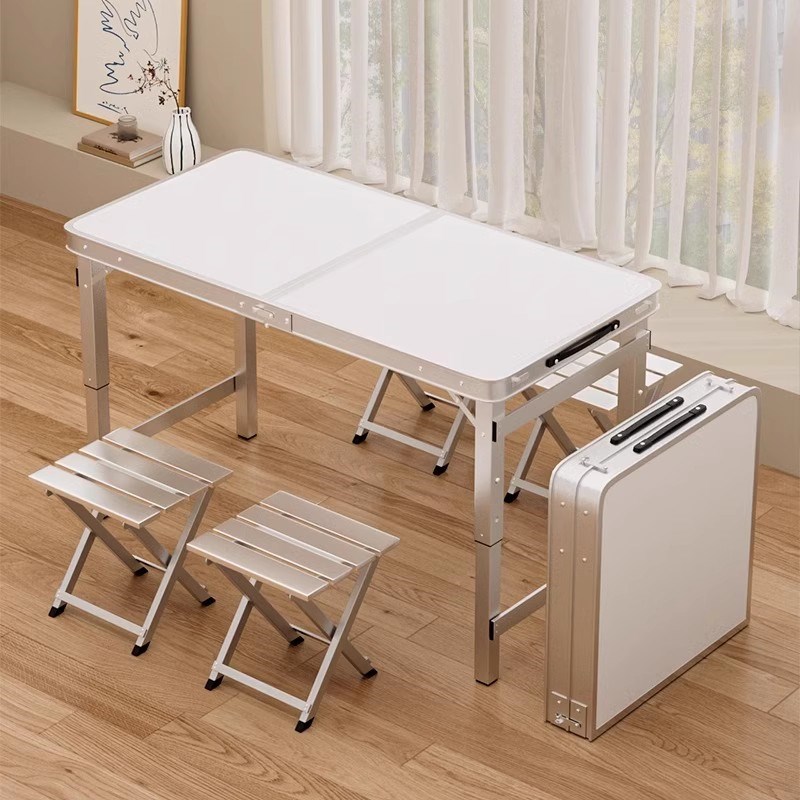 折叠桌铝合金户外便携露宿野外夜市摆摊小桌M子工地吃饭桌椅长方