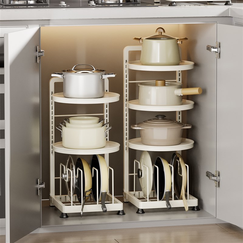 厨房锅具收纳架橱柜内分s层置物架家用台面多功能壁挂收纳架放锅