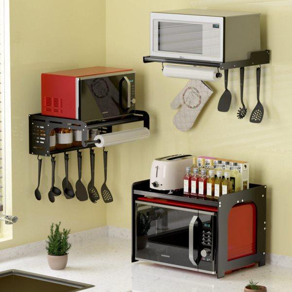 厨房置物架壁挂式电饭锅支架台面落地双层家用收纳微波炉烤箱架子,厨房/烹饪用具,微波炉置物架,淘宝优惠券,粉丝福利购,淘宝优惠卷