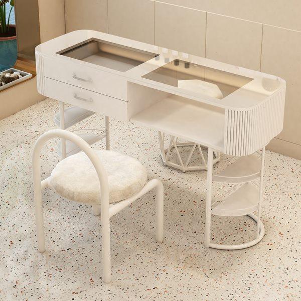 奶油风美甲桌白色日式经济型玻璃单人全套轻奢简约美甲台美甲店,商业/办公家具,美甲台,淘宝优惠券,粉丝福利购,淘宝优惠卷