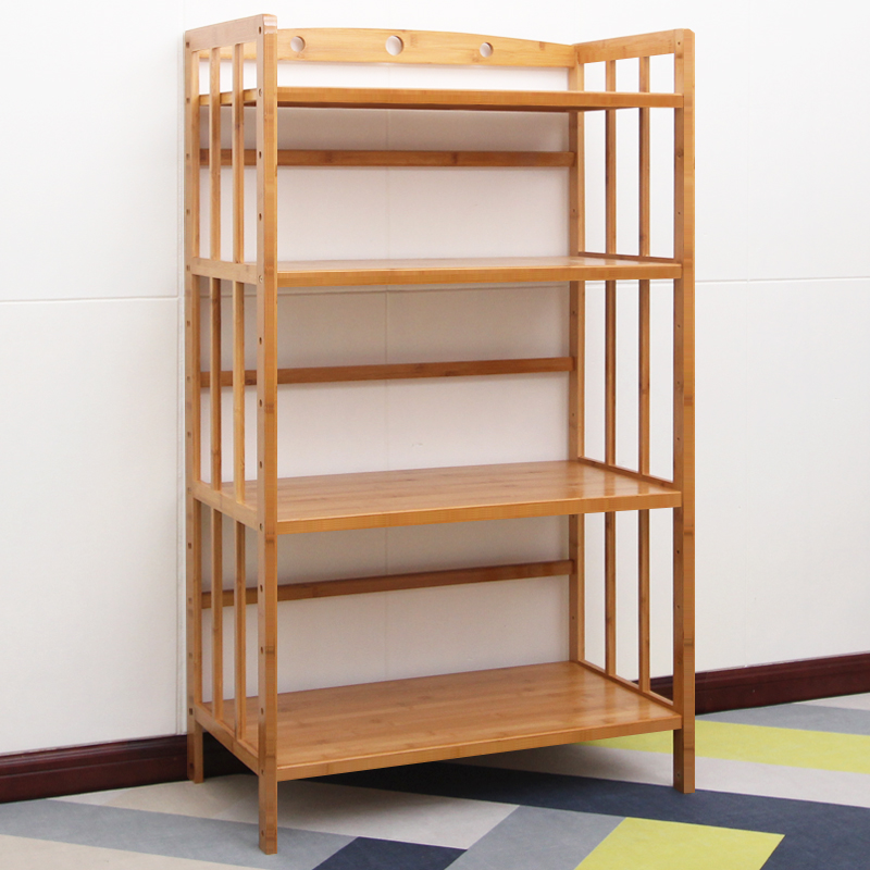 楠竹厨房置物架微波炉烤箱收纳架锅具用品多层实木客厅.储物柜落