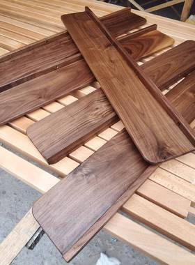 8V免打孔黑胡桃原实木墙上置物架壁挂墙面一字隔板装饰客厅电视墙