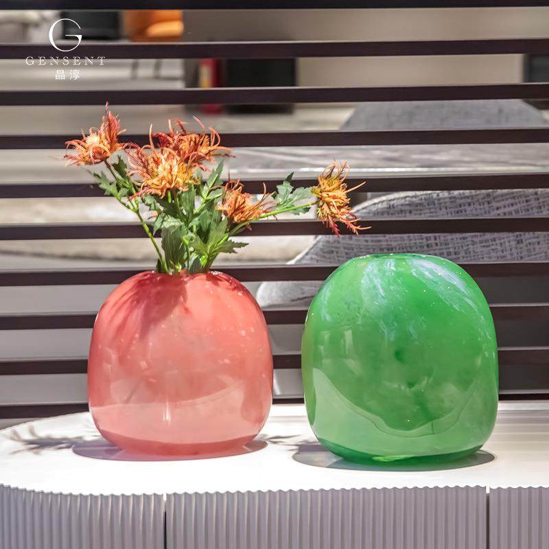 晶淳火山石彩色手工玻璃创意餐桌中古插花瓶奶油风客厅软装摆件,金属材料及制品,金属加工件/五金加工件,淘宝优惠券,粉丝福利购,淘宝优惠卷