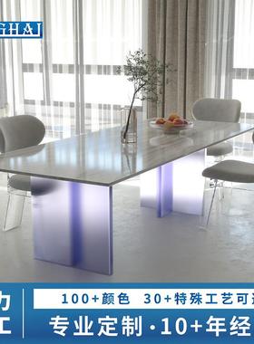 庭海亚克力桌腿悬浮支架餐桌茶几桌脚异形圆柱透明T型支撑脚加工