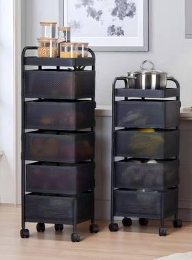 厨房蔬菜旋转置物架家居落地多层方形家用菜篮子果蔬收纳储物