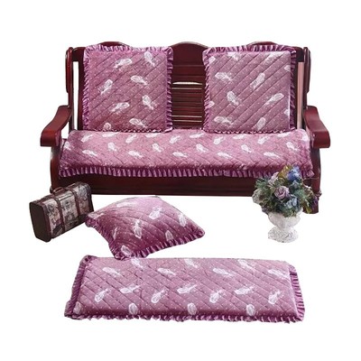 冬季加厚红木实木沙发垫海棉绵长垫单人椅毛绒长坐垫防滑可拆三人