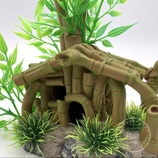鱼缸水景造景蘑菇屋假山手工摆件水族箱躲避屋树脂装饰鱼虾避难屋