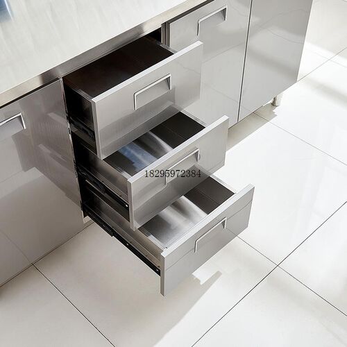 整体不锈钢厨房橱柜简易灶台一体整体白钢储O物碗柜整装家用小户