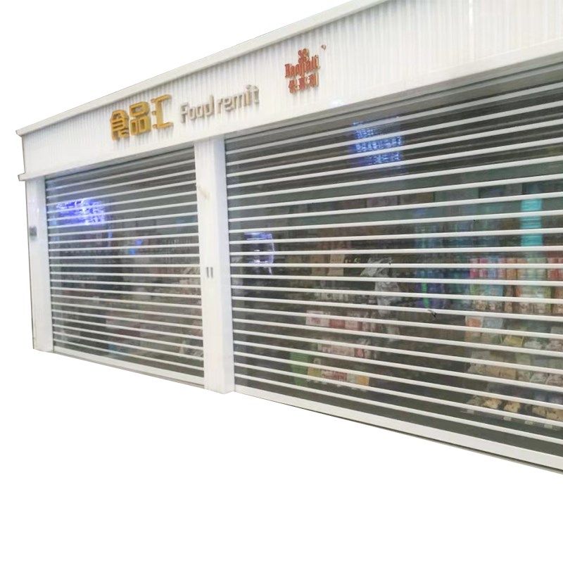 商场水晶卷帘门折叠门pvc铝合金电动防盗无轨道推拉商铺不锈钢门