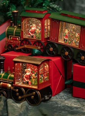 圣诞节礼物送男孩火车八音盒平安夜音乐盒生日老人雪人水晶球摆件