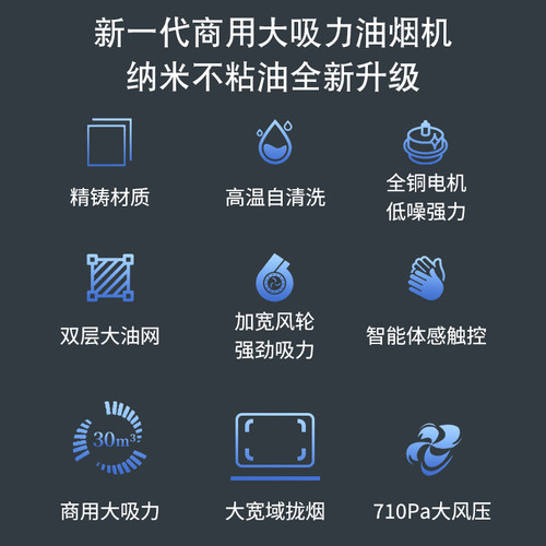 鉴业商用抽油烟机大吸力侧吸油烟分离农村土灶排烟罩餐饮饭店