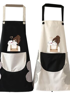 韦裙厨房女围兜人做饭家用气漂亮洋的网围裙2022新款红可爱02356