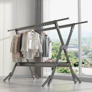 晾衣架落地室内家用阳台晾衣杆室外伸缩晒衣架子凉晒被子衣架稳固