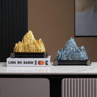 新中式金山银山摆件办公室书房桌面假山装饰客厅酒柜次工艺品