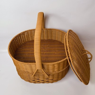 仿藤编织野餐篮乔迁新喜奉供拜神篮拜祖公篮子拜山篮子拜拜手提篮