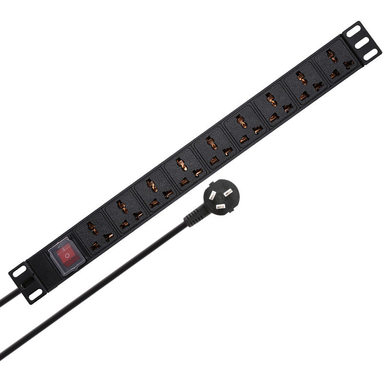 电管佳PDU机柜电源排插座9位孔开关10A16A铝合金工业接线板延长线