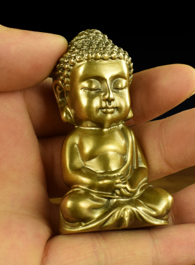 黄铜紫铜全新中式实心可爱宝宝佛人物桌面小摆件茶台茶宠工艺品