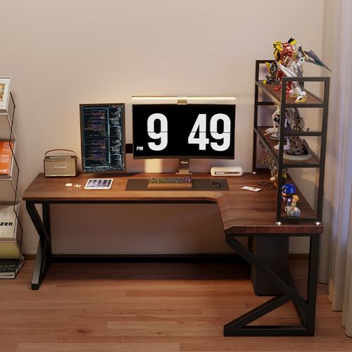 实木转角七字型书桌家用l型办公桌电脑桌卧室拐角电竞桌异形桌子