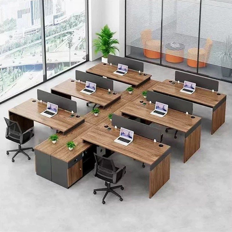 职员办公桌椅组合四人位对坐办公屏风卡位员工桌简约现代桌椅组合