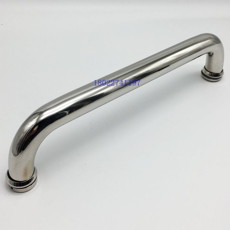 25圆管不锈钢哑黑拉手浴室卫生间玻璃门推拉门移门把手孔300m440m