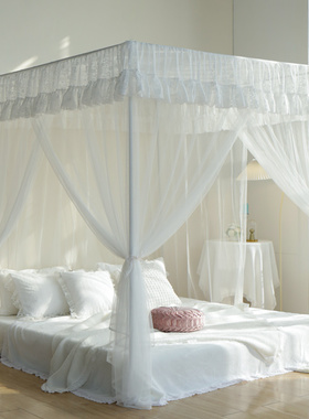 2024b新款蚊帐家用卧室三开门1.8m简约白色公主风1米5床落地蚊帐