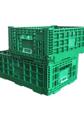 特厚绿色塑料折叠l筐蔬菜框超市水果店展示架储物收纳箱物流运输