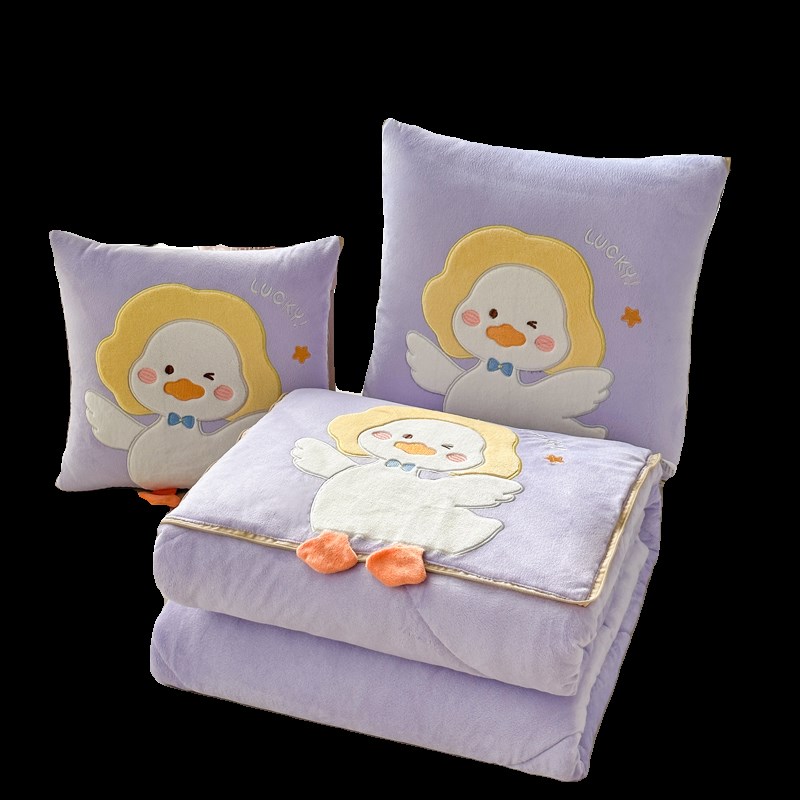 加绒加厚可折叠抱枕被子两用空调毯子午I睡办公室汽车载枕头二合