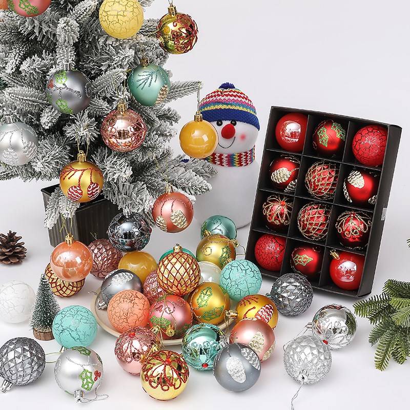 圣诞节装饰彩球圣诞树上布置挂饰材料包挂件饰R品配件装扮道具套