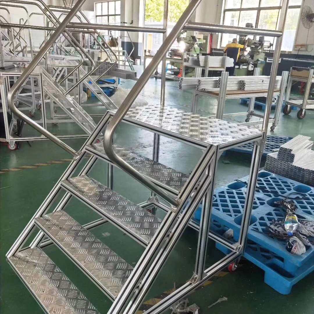 工业楼梯踏板扶手铝型材材料 生产加工配套图纸设计