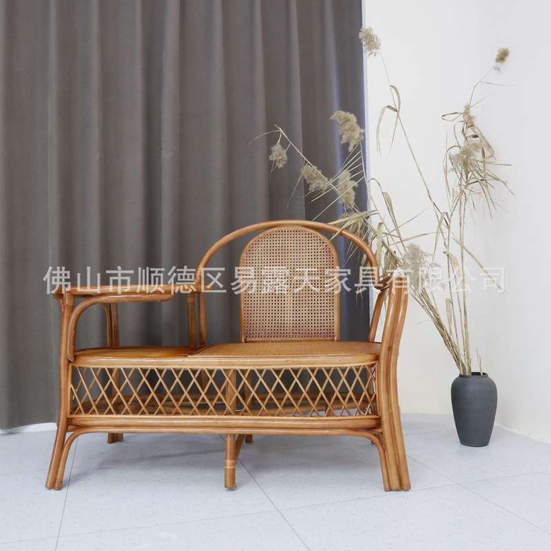 家用客厅茶几藤制椅阳台休闲电话椅藤编桌椅老人午睡中式藤编椅