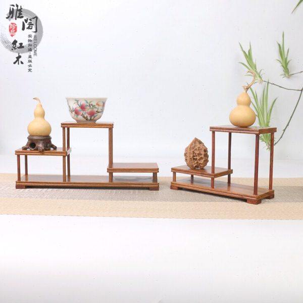 花梨木实木小型多宝架茶具茶杯茶宠摆件收纳架玉器茶壶盆景展示架