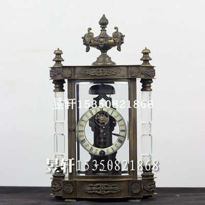 昱轩原厂正品  欧式纯铜座钟 机械座钟 仿古座钟 陀飞轮四明铜钟