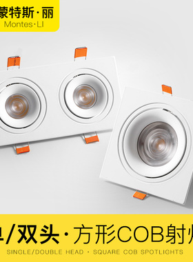 led双头射灯黑色天花灯店铺商用聚光嵌入式筒灯方形斗胆客厅家用