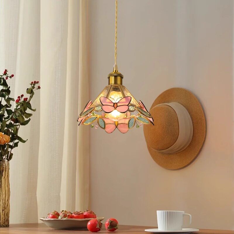 地中海餐厅吊灯 田园吧台 创意酒店 咖啡厅 彩色玻璃 床头灯具