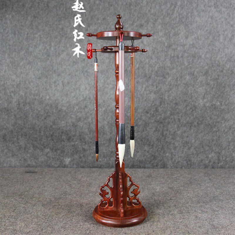 红木园转笔架双层可旋转酸枝木圆笔架笔搁毛笔挂文房四宝书法用品