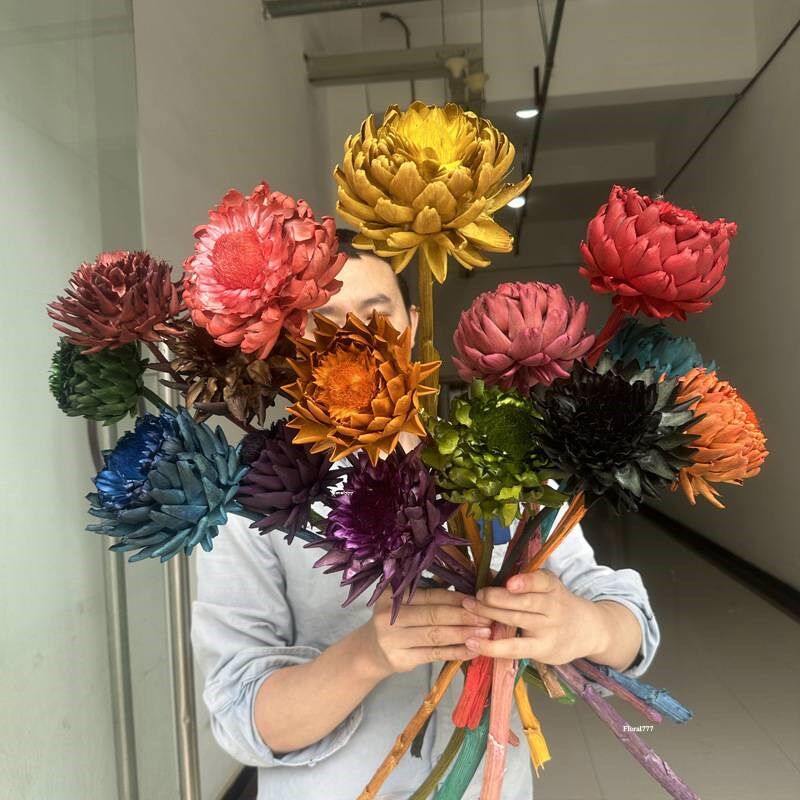 雪莲花永生花洋蓟干燥花干花软装配饰插花雪莲花婚庆民宿家居装饰