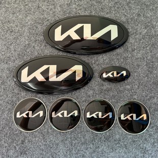 适用起亚车标K2KX3K4KX5车标前后标中网标尾箱标改装 黑色轮毂盖贴