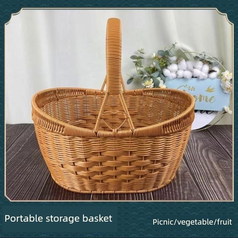 采购产品手工模彷藤购物篮,野餐采摘,蔬菜和水果手篮,心锭形状礼,收纳整理,购物篮,淘宝优惠券,粉丝福利购,淘宝优惠卷