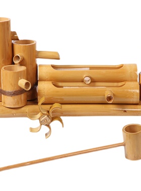 竹子流水器鱼缸石槽循环过滤家居办公室客厅装饰喷泉摆件加湿增氧