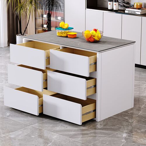 厨房岛台单独实木操作台斗柜料理台餐厅轻奢O岩板吧台桌家用隔断