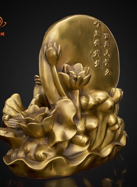 纯黄铜鸳鸯戏水摆件一对卧室美好祝福结婚礼品婚礼桌面客厅装饰品