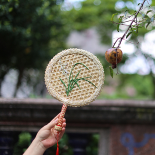 手工编织刺绣蒲扇夏季 手摇扇汉服随身便携扇芭蕉扇夏天大扇子 老式