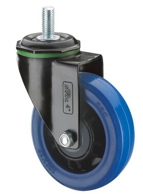 脚轮万向轮轮子A3S系列 mdash 蓝色橡胶 ER 轻型丝杆T脚轮M12 *25