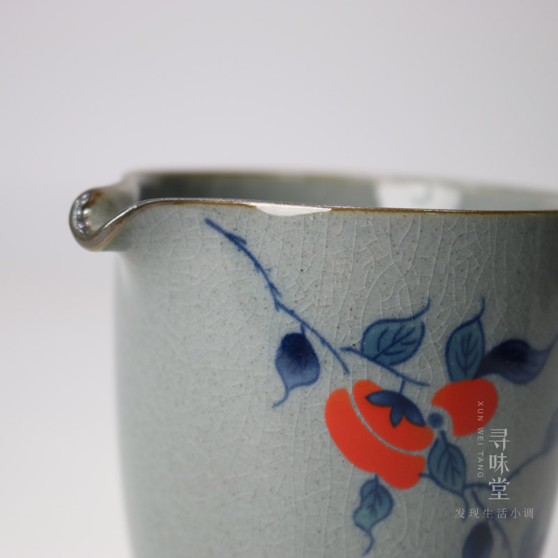 复古哥窑公道杯开片茶海釉下彩贴花分茶杯匀杯陶瓷家用功夫茶具