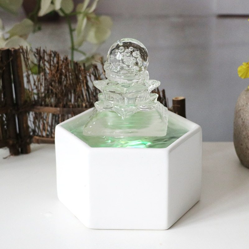 现代轻奢流水喷泉开业生财玄关创意办公室装饰桌面循环水摆件女士