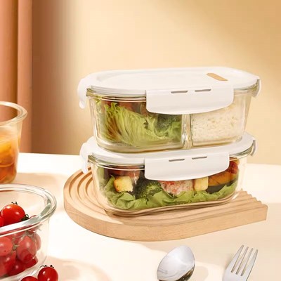 玻璃饭盒上班族可微波炉加热带饭餐盒水果便当盒食品级带盖保鲜碗